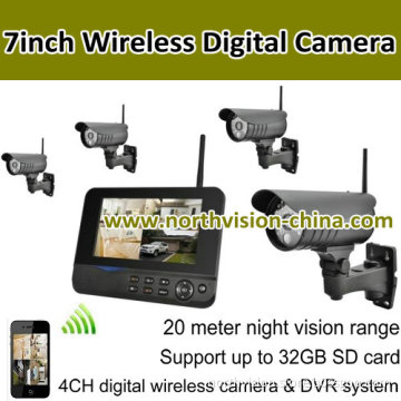 7" New Home Wireless Security Camera with 4CH